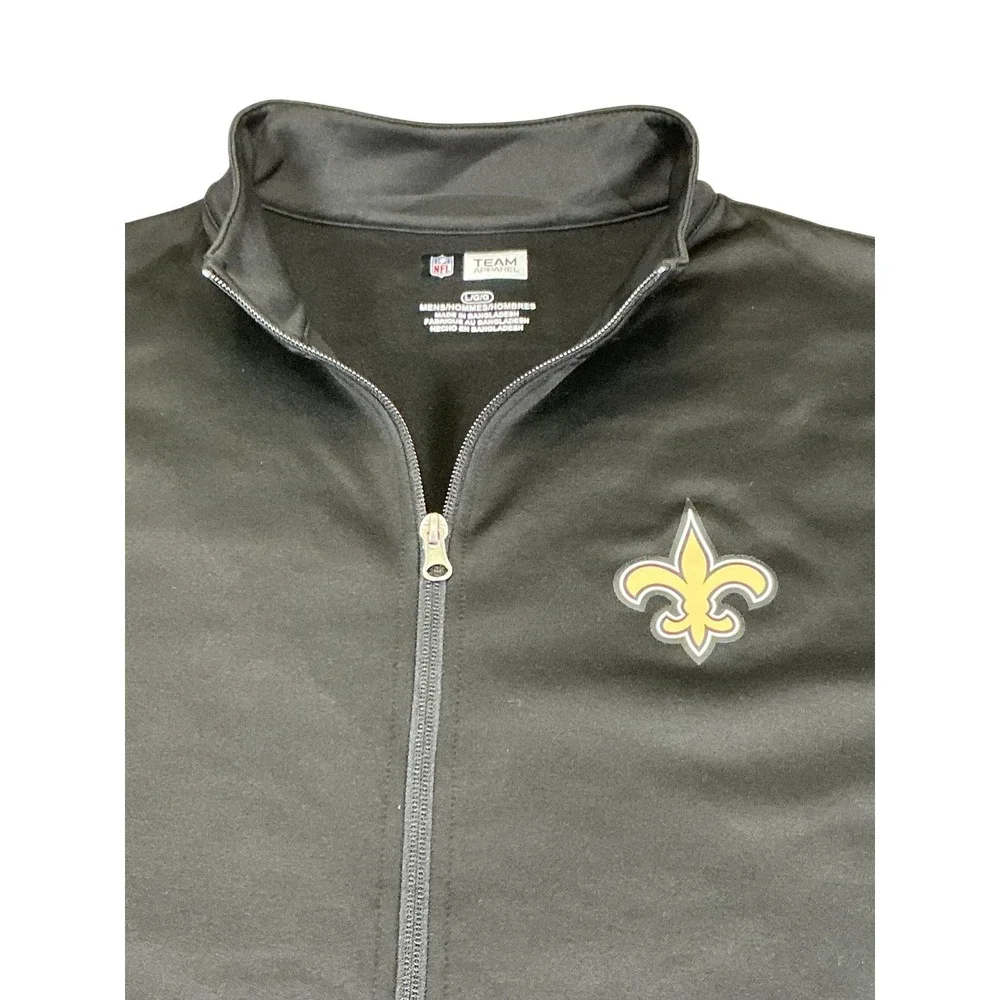 NFL Team Apparel New Orleans Saints Full Zip Jacket Men's‎ Large Black NWOT